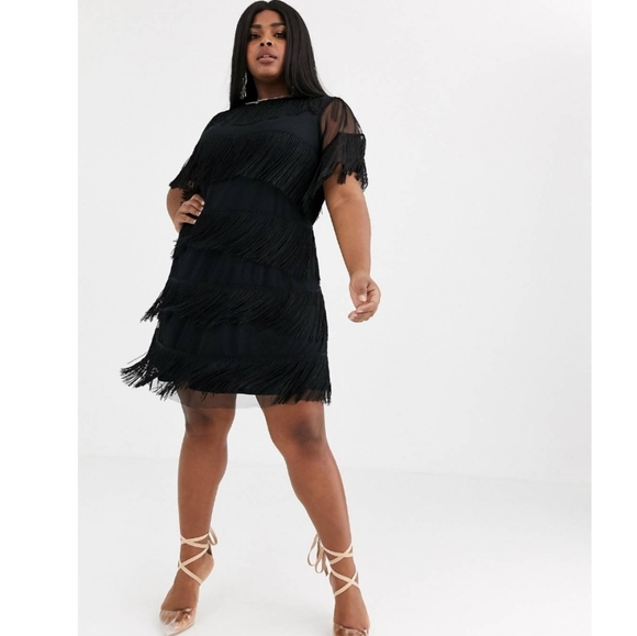 ASOS Curve Dresses & Skirts - ASOS DESIGN Curve fringe shift t-shirt mini dress